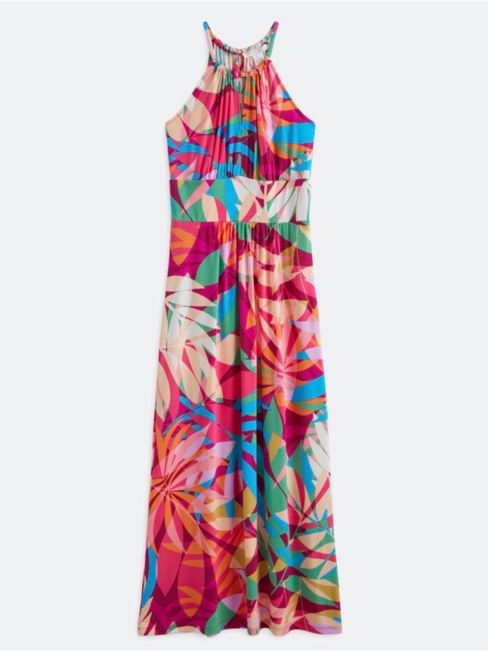 London Times Petites Tropical Print Halter Maxi Dress 14P
